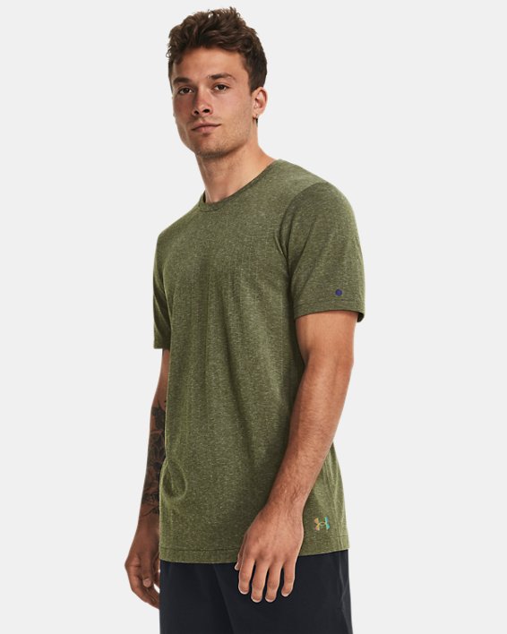 Men's UA RUSH™ Seamless Short Sleeve in Green image number 0